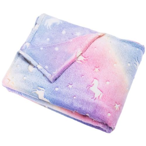 WESIEVYA Manta Unicornio Que Brilla Oscuridad, Manta de Felpa Grande 1.5x2.0 M, y Mullida para Siesta y Decoración Infantil y Adulta