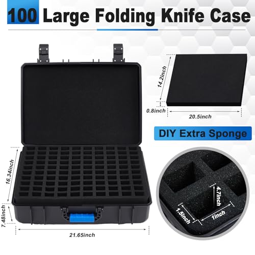 Image of Bucherry 100 Folding Knife Case Waterproof Pocket Knife Holder Hard Sided Knives Storage Box Lockable Protective Travel Storage Organizer for Folding Knives Collection