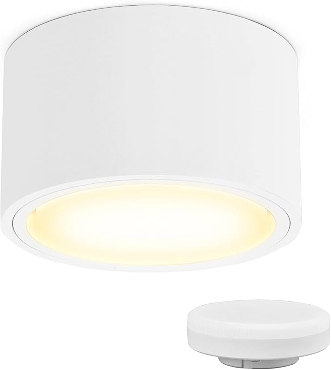 KYOTECH KYOTECH LED opbouwspot plat 230V Ø95x55mm opbouw incl. 6W GX53 lamp warm wit 3000K 550LM plafond opbouwspot met groot lichtoppervlak LED opbouw spotlight rond wit
