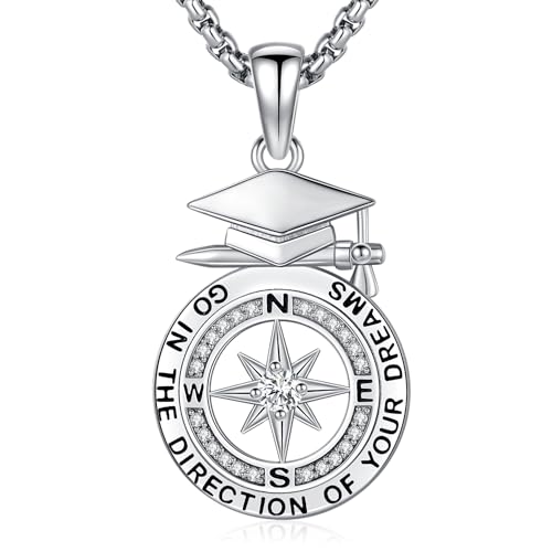 Aniu 2025 Graduation Gifts for Him Her, Compass Necklace for