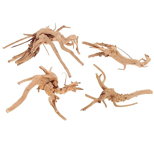 Sosoport 4個 水中木像 aquarium accessories 水槽 クラゲ 植物 水族館の流木小 難破船 水族館の装飾品 木製の装飾品 木材工芸品の装飾品 ウッドクラフト 水族館の木
