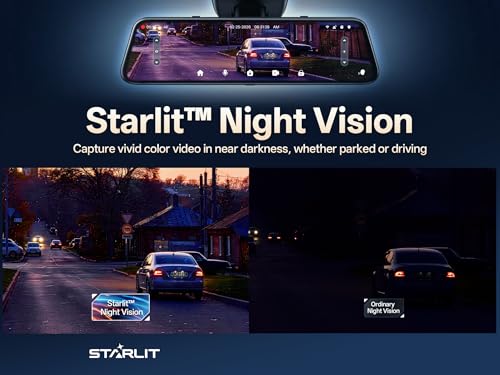 Image of Pelsee S12 Telephoto Version Native 4K + 2.5K Mirror Dash Cam, Rear View Mirror Camera w / 8MP Sensor, Color Night Vision, WiFi 6 30MB /s Download, GPS, 64GB Card, Backup Camera for SUVs Trucks Vans RVS