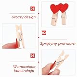 Shimmeroo 50 sztuk małych drewnianych klamerek w kształcie serca, drewniane klamerki do prania, do zawieszenia zdjęć, prac dekoracyjnych, na wesela, urodziny, imprezy