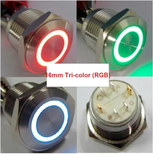 Interruptor de arranque para salpicadero de coche con botón de iluminación de anillo 3V 3