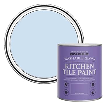 Rust-Oleum Blue Water-Resistant Kitchen Tile Paint in Gloss Finish - Powder Blue 750ml