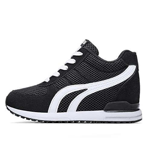 AONEGOLD Women's Hidden Wedge Sneakers High Heeld Lace Up Fashion Lightweight Walking Shoes Platform Sneakers2