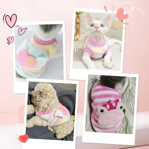 2 Pack Teacup Dog Clothes Warm Soft Fleece Extra Small Dog Sweaters for Puppy Chihuahua Yorkies Girl Fall Winter Cute Sweater Pet Clothes for Kitten, Rabbits, Guinea Pig, 3.5-6lbs XS Dog Sweater - Image 3