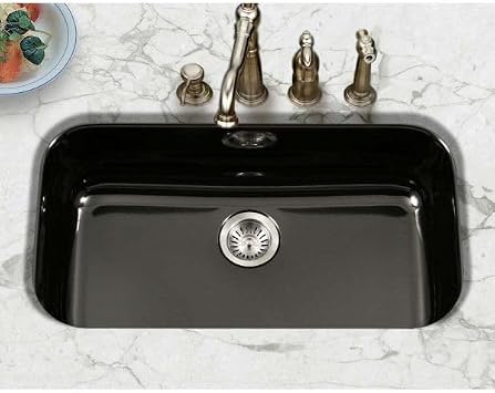 Houzer Porcela White Porcelain Enamel Steel Kitchen Sink: 31 Inch Undermount Single Bowl Sink, Durable & Versatile, Essential for Home and Apartment: PCG-3600 WH