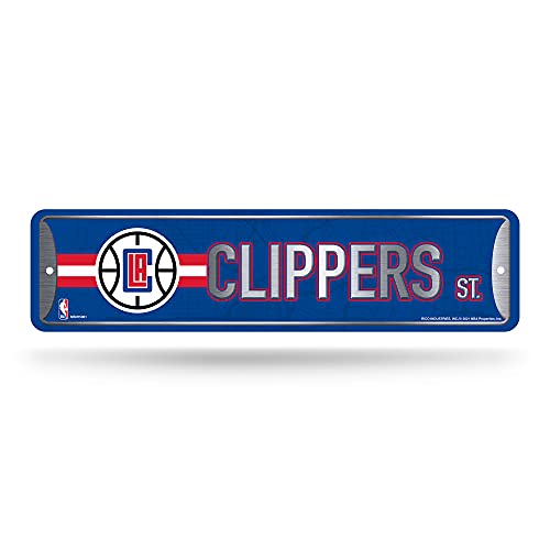 Rico Industries Rico Industries NBA Basketball Basketball Los Angeles Clippers Home Décor Metal Street Sign (4'' x 15'') - Great for Home, Office, Bedroom, & Man Cave - Made by Rico Industries
