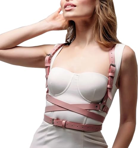 Sexy Waist Belt Chain for Women Faux Leather Body Chain Accessories Punk Adjustable Chest Harness Belt Shoulder Straps