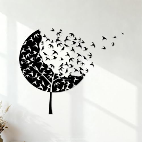 Vol d'oiseaux, forêt, arbre, style gothique, hirondelles Stickers muraux 68x82.6cm Décoration de carrosserie Noir