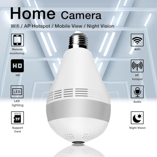 Image of DDLC 3MP Indoor WiFi Light Bulb Camera for Home Security with 360 View | Smart LED Wireless Light Socket Bulb | Motion Detection & Mobile App V380 Pro (Bulb Camera)