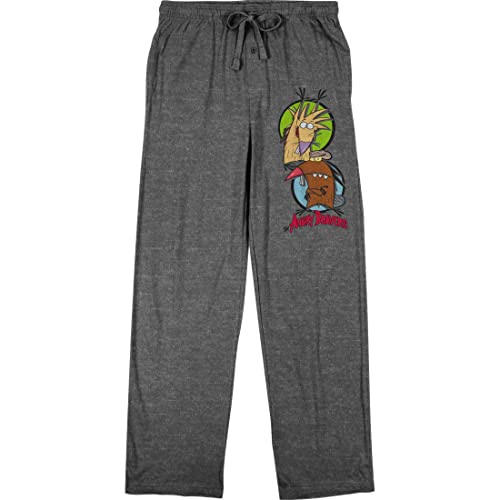 Bioworld Angry Beavers 90s Cartoon Characters Men's Graphite Heather Sleep Pajama Pants-S