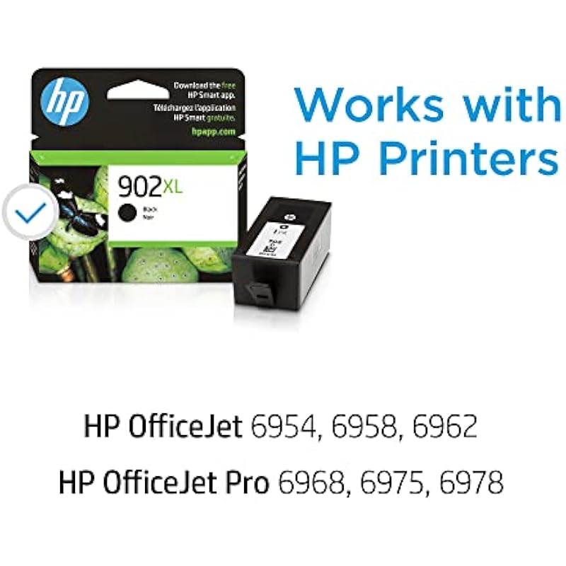 HP 902XL Black High-yield Ink Cartridge for HP Printers | Works with Printer Series: OfficeJet 6954, 6958, 6962, OfficeJet Pro 6968, 6975,, 6978 | Eligible for Instant Ink | T6M14AN Black 상세이미지 2