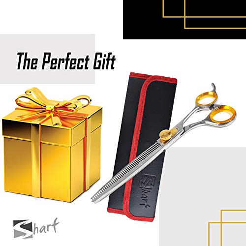 Sharf Pet Thinning Shears Gold Touch 7" 46-Tooth Professional Dog Grooming Scissors, Slim Pointed Tip Shear, Sharp 440C Japanese Stainless Steel Dog Thinning Scissors. #TOP6