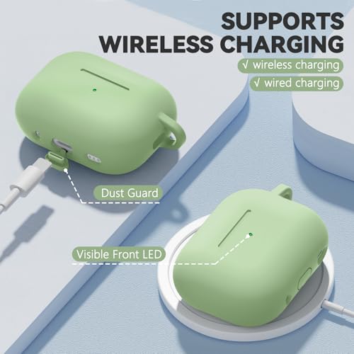 Image of Ljusmicker for AirPods Pro 3 Case 2025 with Cleaner Kit,Soft Silicone Protective Cover for Apple AirPods Pro 3rd Generation Cases for Women Men,for AirPod Pro 3 Cover with Keychain-Magnetic Mint Green
