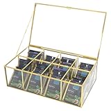 HighFree Caja de cristal vintage dorada, cajas doradas para té (8 rejillas)