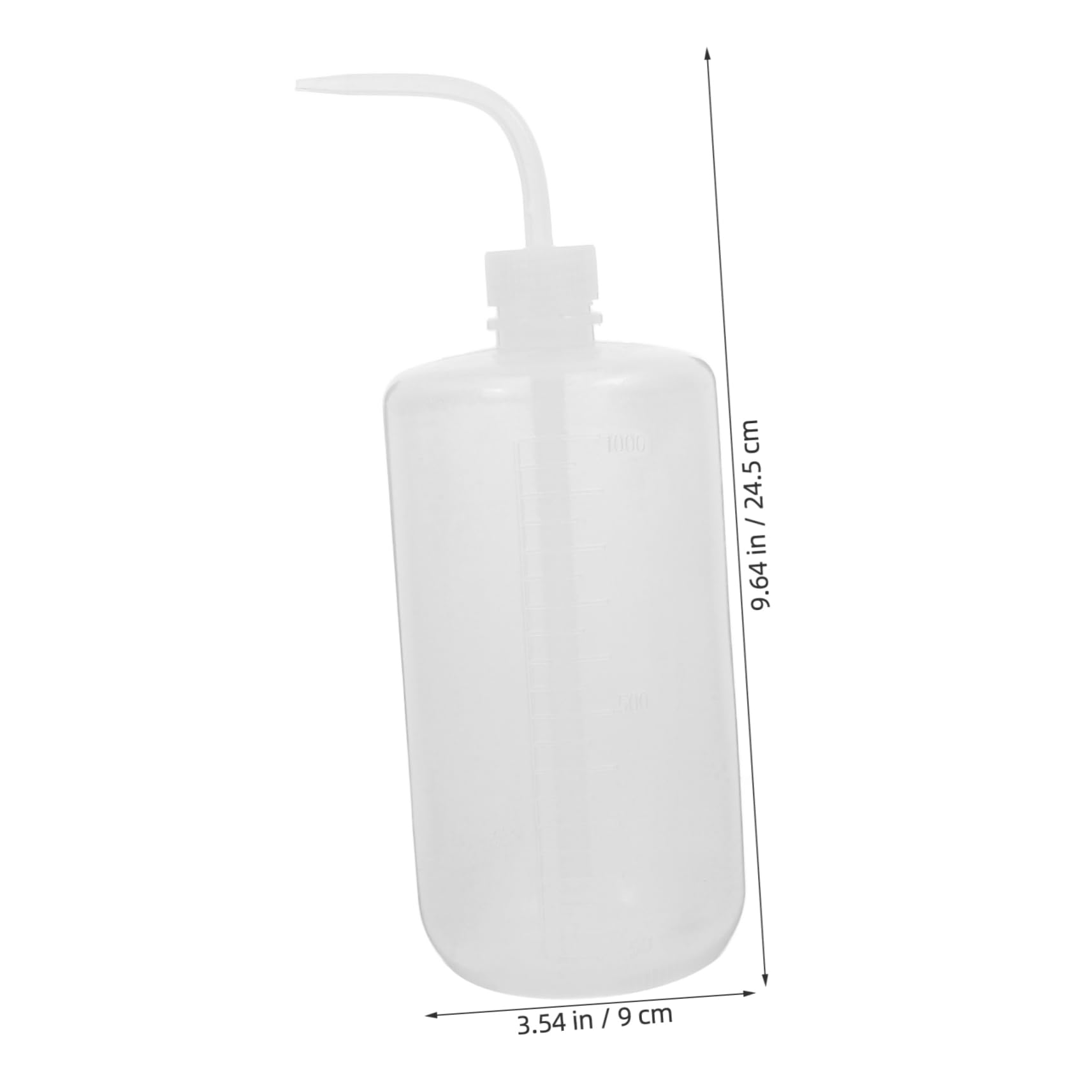KICHOUSE Bent Nozzle Plastic Squeeze Bottle 1000ml Lab Squeeze Bottle Scale Labels for Condiments