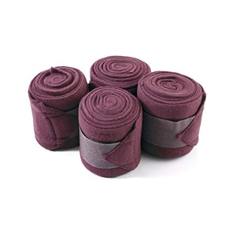 Gee Tac Horse Bandages Leg Wraps Pack of 4 x 3M BURGUNDY Cover