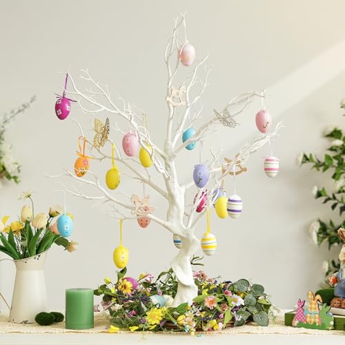 Inweder Arbres Artificiels Blancs - Faux Arbre de Noël 80cm pour Centre de Table Ornement Arbre de Pâques Arbre à Souhaits pour Table de Mariage Halloween...