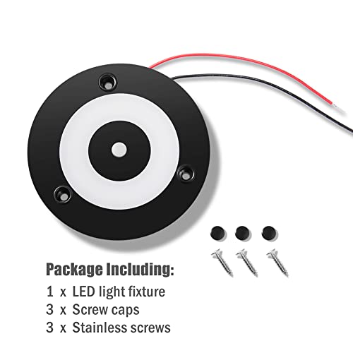 Acegoo Rv Boat Led Ceiling Dome Light, 12V Dimmable Acrylic Puck Light With Press Switch & Blue Night Light, 4 Inches Dc12-24V 270 Lumen Surface Mount Black Finish #TOP7