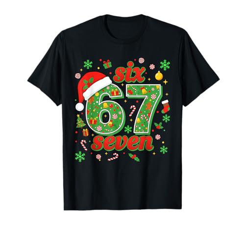 Trending Six Seven Meme Christmas 67 Xmas Men Women Kids T-Shirt