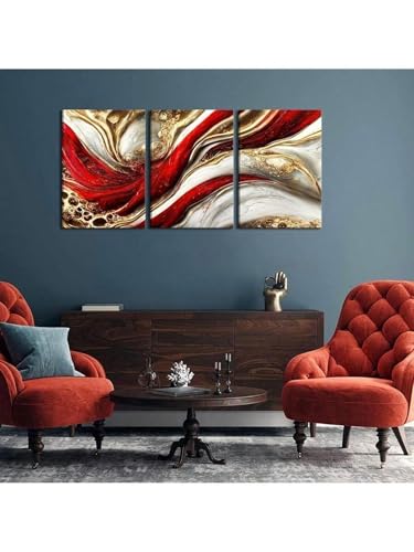 Toile murale abstraite rouge et or 40x60 cm pour salon - 3