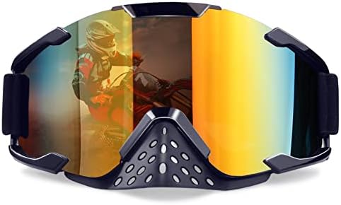 XYOP Motorcycle goggles,Dirt Bike goggles,Bendable OTG frame waterproof Racing goggles,Wrap Ski goggles Ventilation,dustproof Atv goggles,Motorcycle helmet goggles nose guard