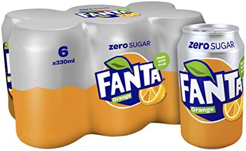 Fanta Orange Zero Sugar Drink Juice 6 X 330 Ml (Imported) (Uk), No Added Sugar