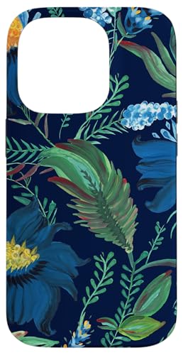 Blue Flower Pattern Hand Painted Botanical Artistic Garden X}zP[X iPhone 14 Pro p