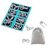 Montessori Metallisches Denkspielzeug Mit Tragebeutel, Montessori Metal Puzzle Für Erwachsene, 24-Teiliges Metall Puzzle Set Zur Förderung des Räumlichen Denkens (8-a)