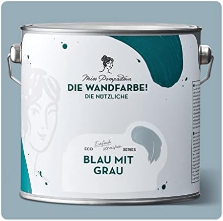 MissPompadour abwaschbare Wandfarbe Blau mit Grau 2,5L - hohe Dec...
