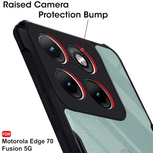 Image of TheGiftKart Back Cover Case for Motorola Moto Edge 70 Fusion 5G | Shockproof Crystal Clear Transparent Back | 360 Degree Protection | Moto Edge 70 Fusion Back Cover (PC & TPU, Black Bumper)