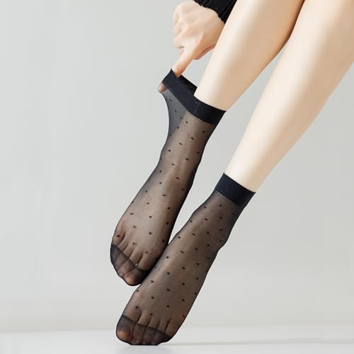Image of Mcool Mary 12 Pairs Womens Sheer Ankle Socks Nude Stocking Summer Ultra Thin Cool See Through Silk Socks for Women