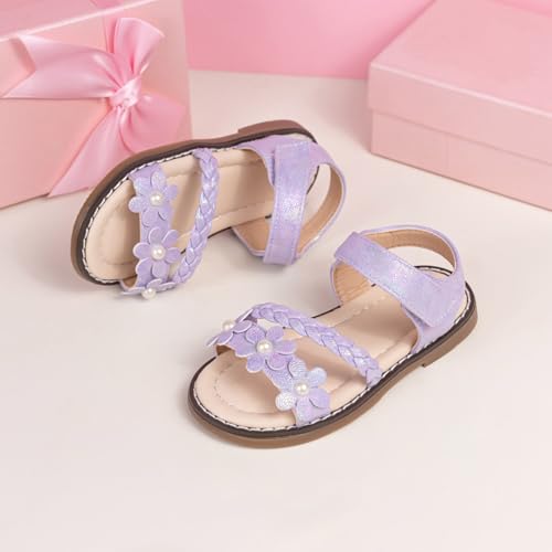IWIHMIV Toddler Girls Sandals Open Toe Kids Dress Summer Flat Sandals Cute Flower Girl Soft Bottom Non Slip Shoes2