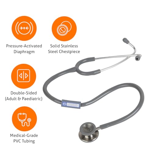Image of BPL Medical Technologies ST-06 Stainless Steel Dual Premium Adult Chest Piece Stethoscope|High Acoustic Level, Versatile Chestpiece for Adult & Pediatric Use|Medical Instrument for Auscultation - Grey