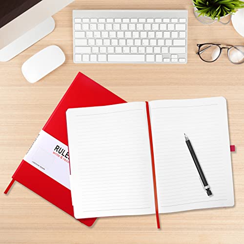 HIJYOO A4 Notebook, Notebook A4 Journal Notebook Hardcover Notepad with Bookmark Composition Notebooks, Pen Loop, and Elastic Closure, 8.3" X 11.18"，Red - Image 5