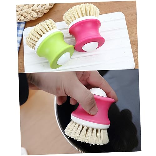 COLLBATH Natural Coconut Palm Dish Brush for Cleaning Handle Non Slip Design Durable Scrubber for Pots Dishes and Bowls Random Color