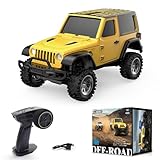 SVERTIBO 1:36 Mini RC Crawler, JIABAILE 3601 4WD Off-Road RC Car with 2.4G Remote, Battery & Lights RTR for Adults Hobby Gifts Toys (Yellow)