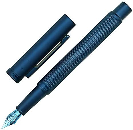 Hongdian Dark Blue Forest Fountain Pen Extra Fine Nib 0.38mm Beautiful Tree Texture Excellent Metal Writing Pen