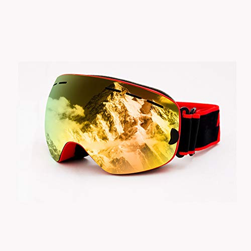 Gafas de esquí para alta montaña con protección UV y lente roja anti-niebla