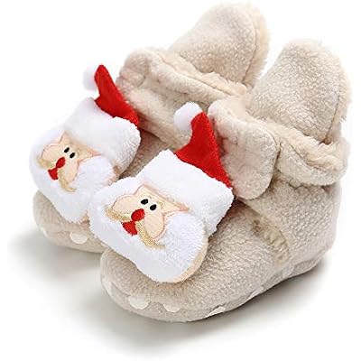 Baby Booties Cozy Fleece Slippers Soft Baby Shoes With Gripper Soles, Winter Warm Infant Newborn Crib Sock Shoes First Walkers