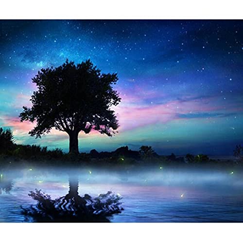 Peinture diamant grand format 40x120cm motif arbre en broderie point de croix dot cristal