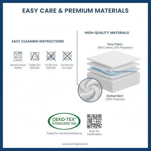 Protector de colchón impermeable 180x200 Super King ajustable transpirable 6