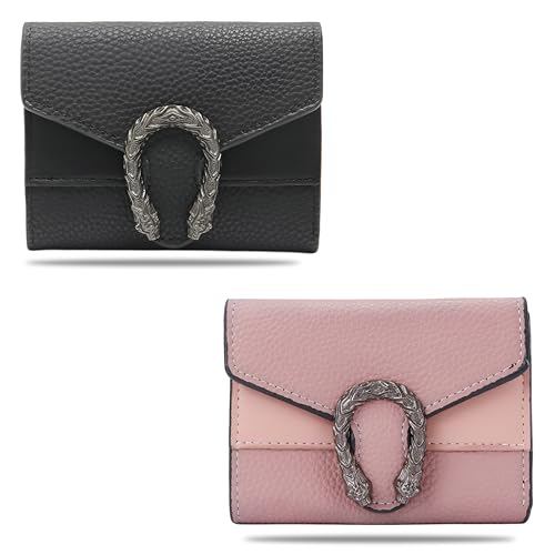 Image of Kraptick Women s Wallet Stylish Compact Purse Clutch with Card & Coin Holder Debit Card Organizer, Travel Wallet & Money Organizer for Women with 8 Card Slots (Black & Pink) (Combo of 2)
