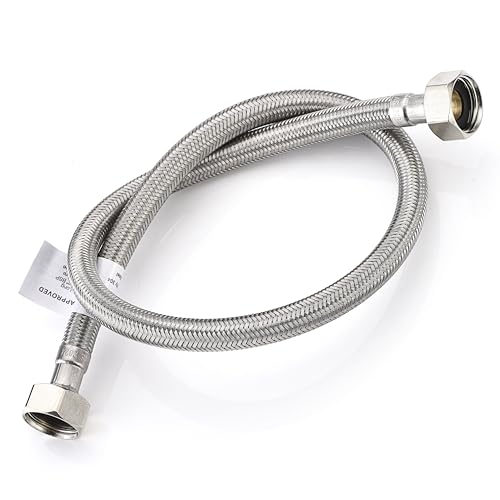 Home Range 1x WRAS Approved Flexible Pipe 1/2 x 1/2 BSP (600mm | 4 Lengths Available) Fitting for Bathroom, Kitchen, Toilet Taps – Durable, Leak-Free, High-Pressure Hot and Cold Water Connector