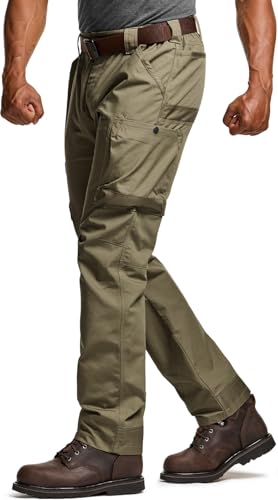 Image of CQR Men's Quick Dry Work Pants, Water Resistant Outdoor Tactical Pants, Lightweight Stretch Cargo Hiking Pants