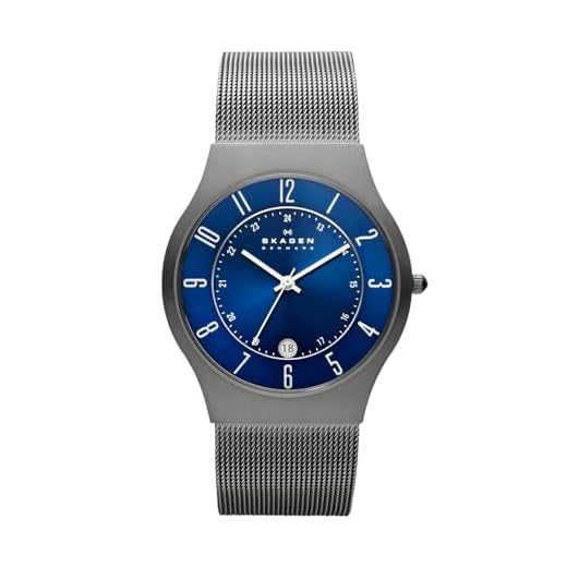Skagen Herren Sundby Titanium, Drei-Zeiger-Datums-Holzkohle-Uhr, 233XLTTN
