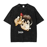 Camisetas De Hombre Anime Iwakura Lain Manga Corta Vintage Lavado Camiseta S-Serial Experiments Lain Unisex Harajuku Top De Gran Tamaño-F||3X_l