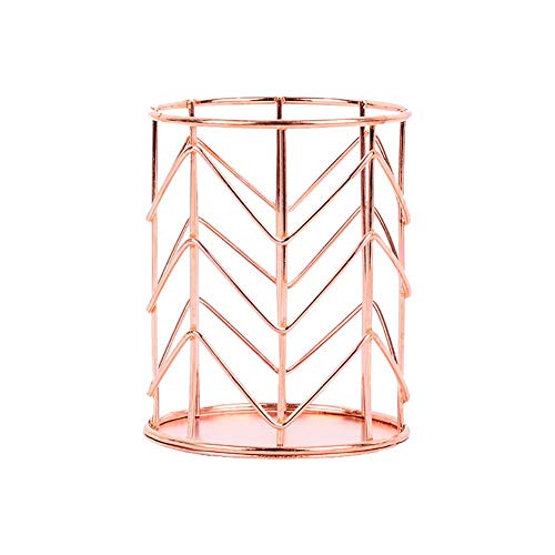 Renquen Halter Schreibtisch Organizer Stiftehalter Organizer Make-up Pinselhalter Stiftehalter Mode durchbrochene Runde Eisen Kunst Schreibwerkzeug Cover